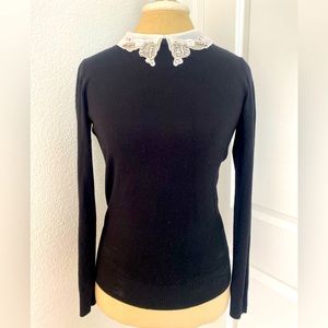 Vila Milano black sweater with Peter pan collar in size small